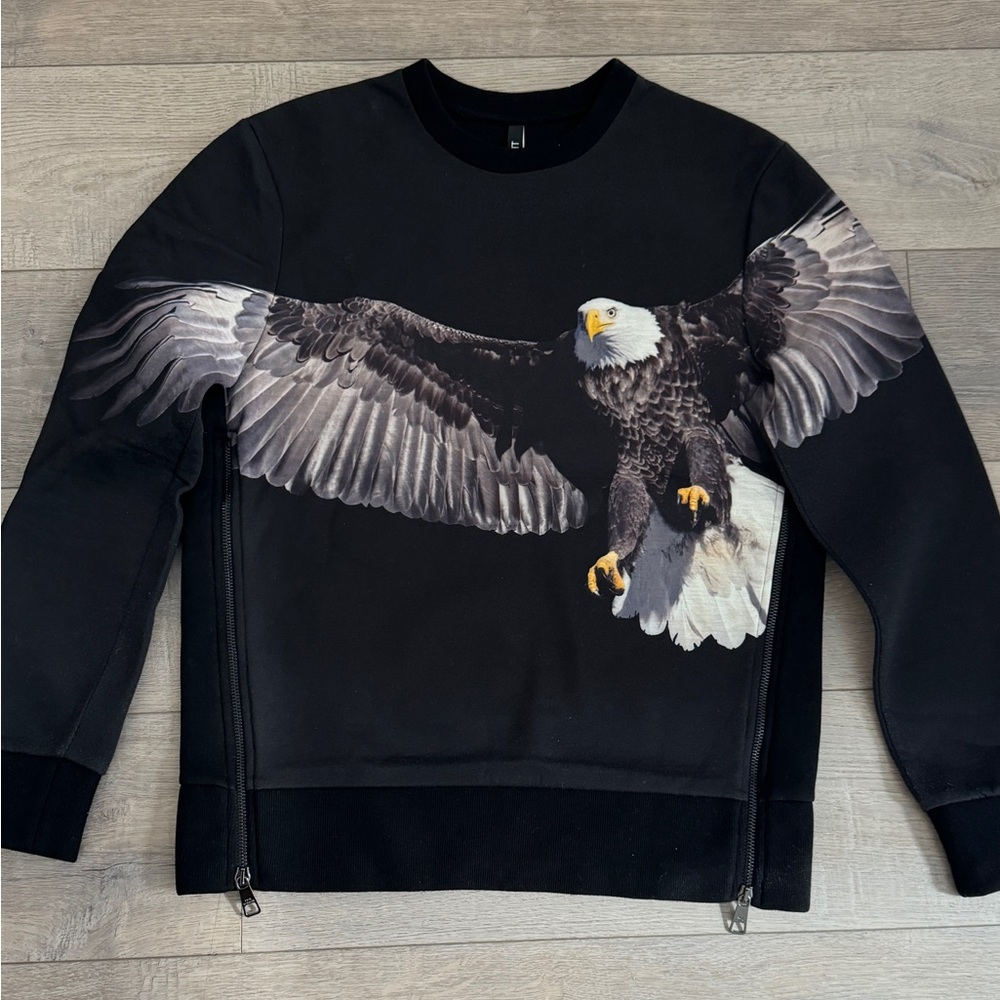 NEIL BARRETT Eagle Print Patch Neoprene Sweatshirt

Size S. MADE IN ITALY